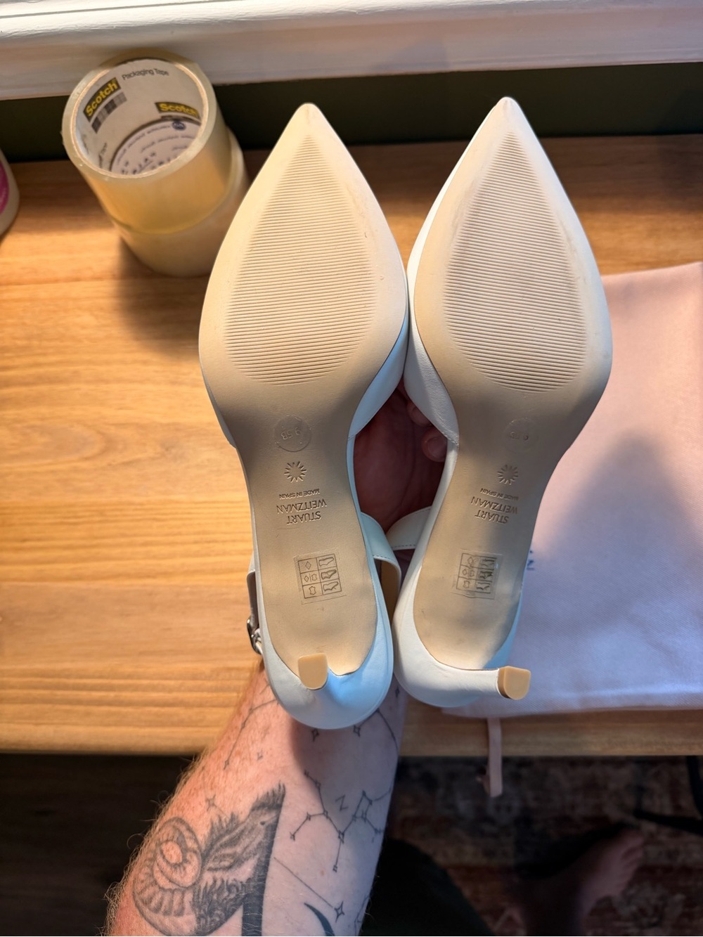 Stuart Weitzman Julia Sling Pump Cream Heels - Picture 4 of 4